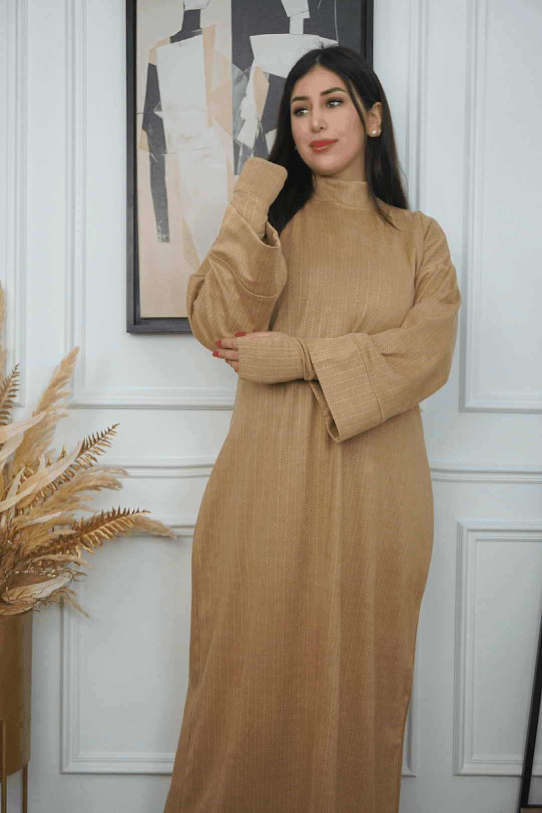 Robe longue pudique en couleurs unies