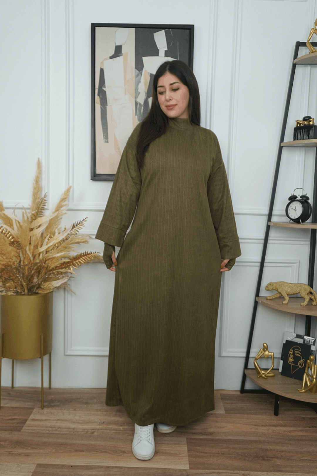 Robe longue pudique en couleurs unies