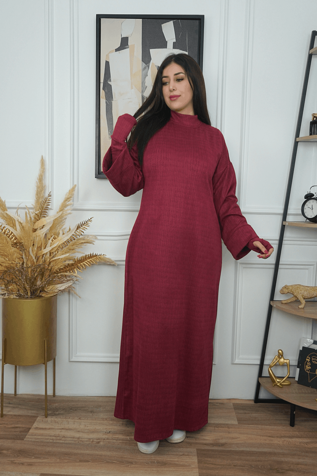 Robe longue pudique en couleurs unies