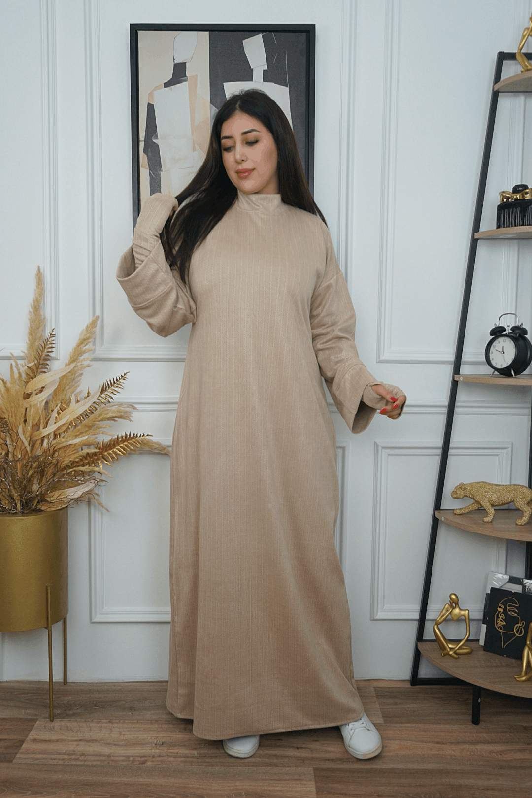 Robe longue pudique en couleurs unies
