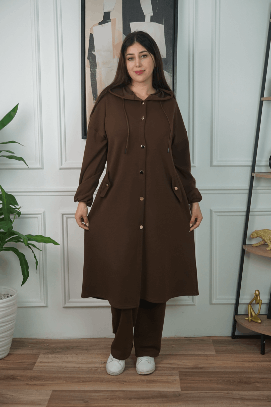 Ensemble Long à Capuche – Élégance & Confort Absolu